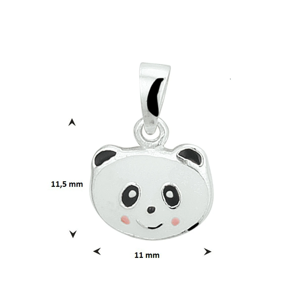 hanger panda emaille zilver wit