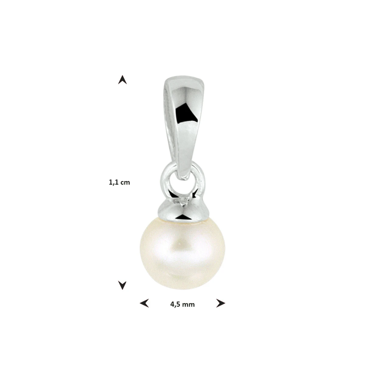hanger parel 11 mm zilver gerhodineerd