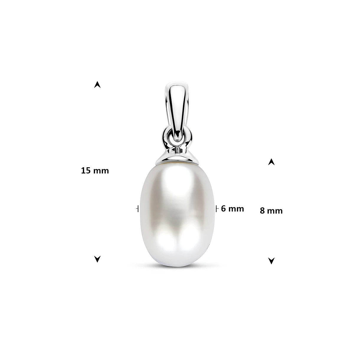 hanger parel 15 mm 14K witgoud