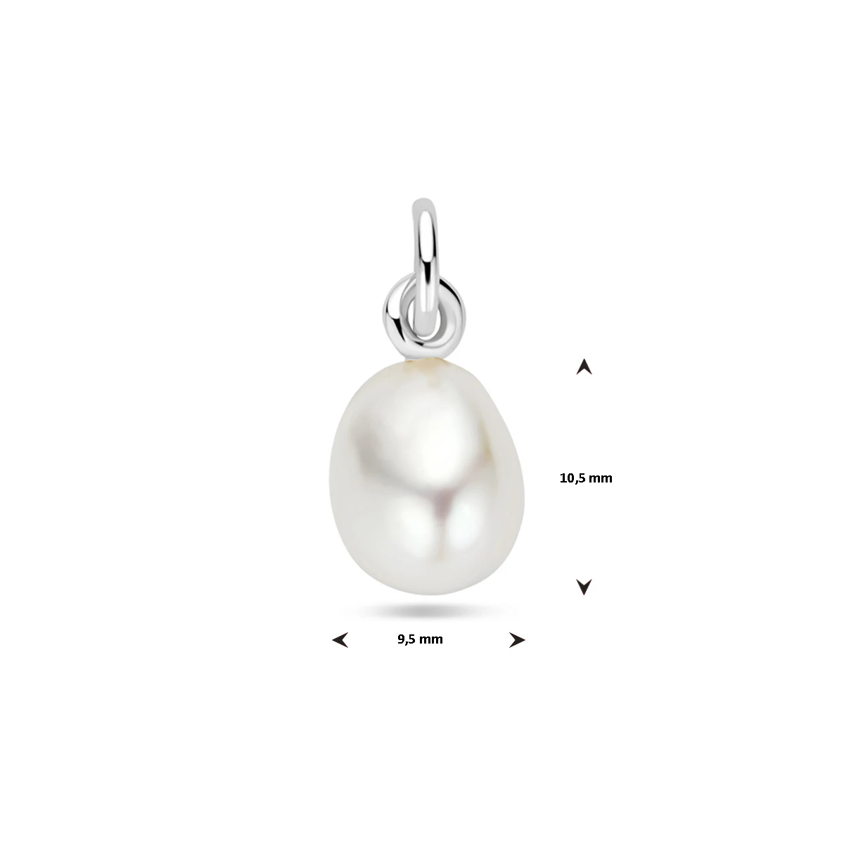 hanger parel 18,5 mm zilver gerhodineerd