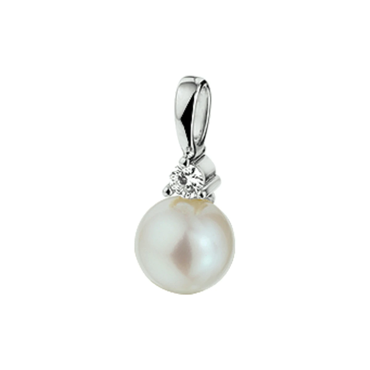 hanger parel en diamant 0.05ct h si 14K witgoud