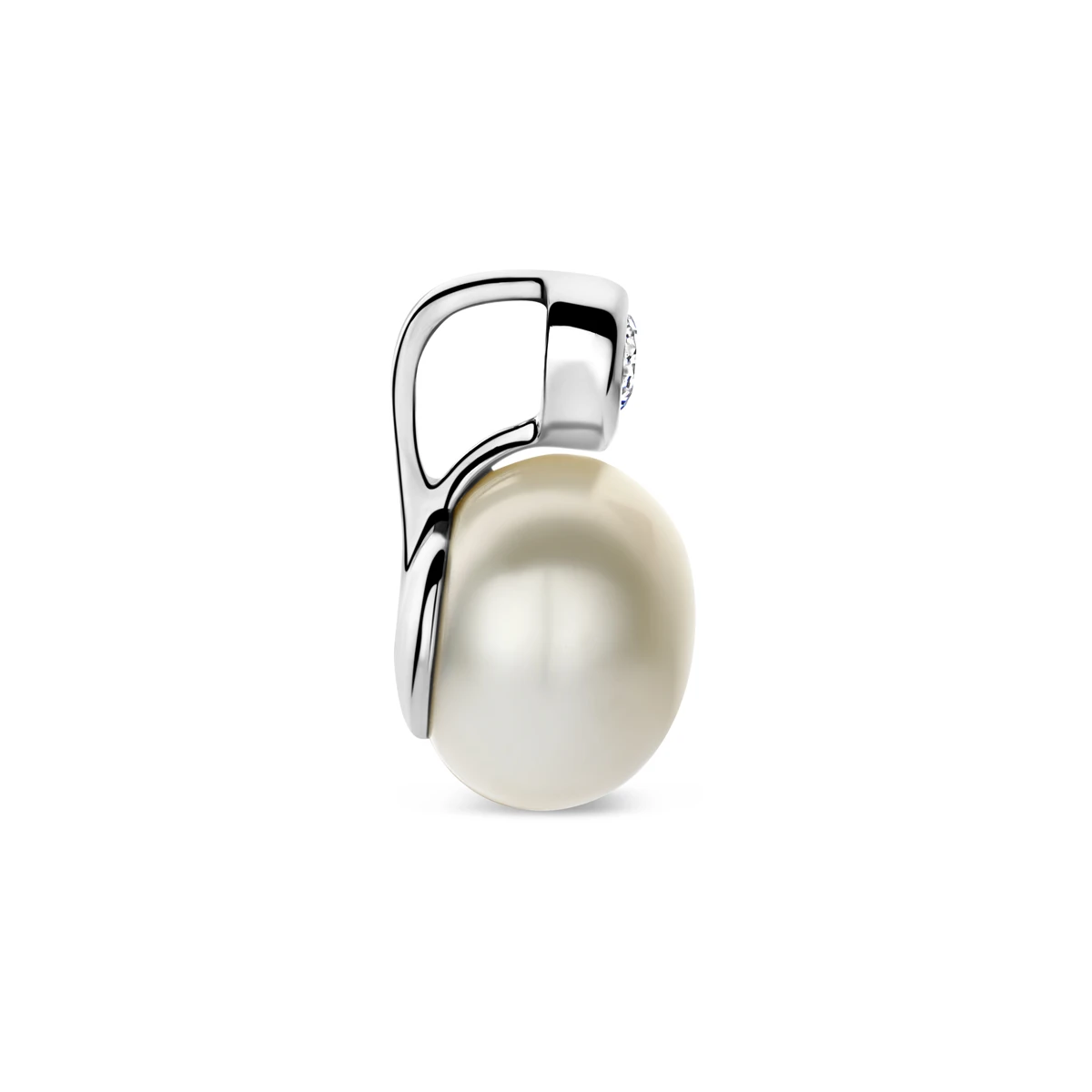 hanger parel en zirkonia 13,5 mm zilver gerhodineerd