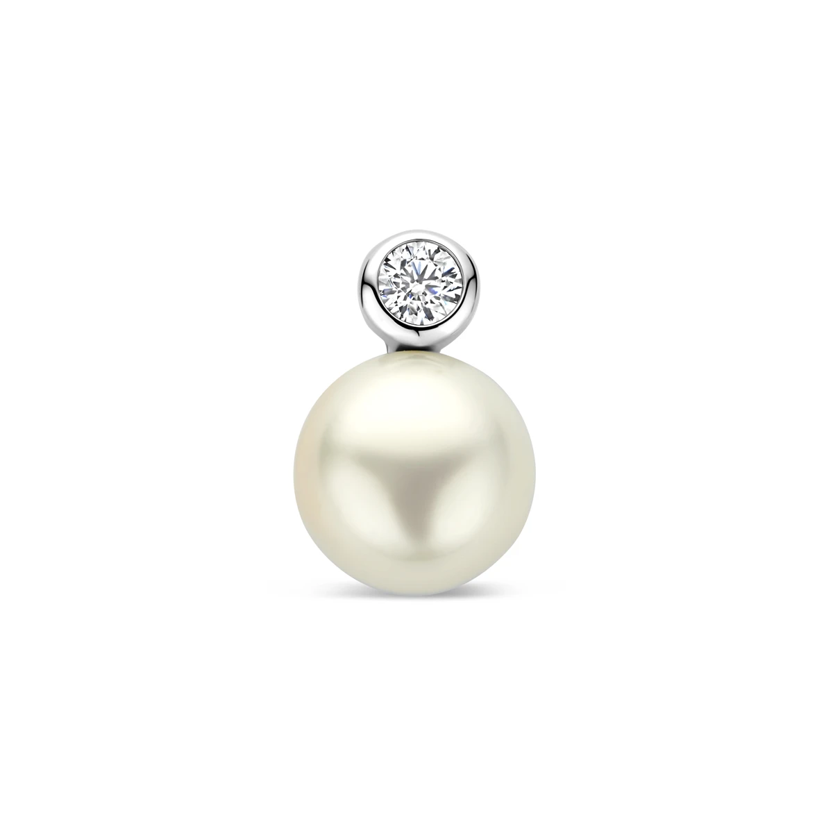 hanger parel en zirkonia 13,5 mm zilver gerhodineerd