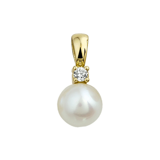 hanger parel en zirkonia 14K geelgoud