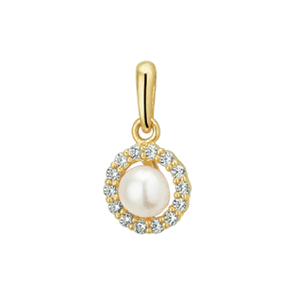 hanger parel en zirkonia 13 mm 14K geelgoud