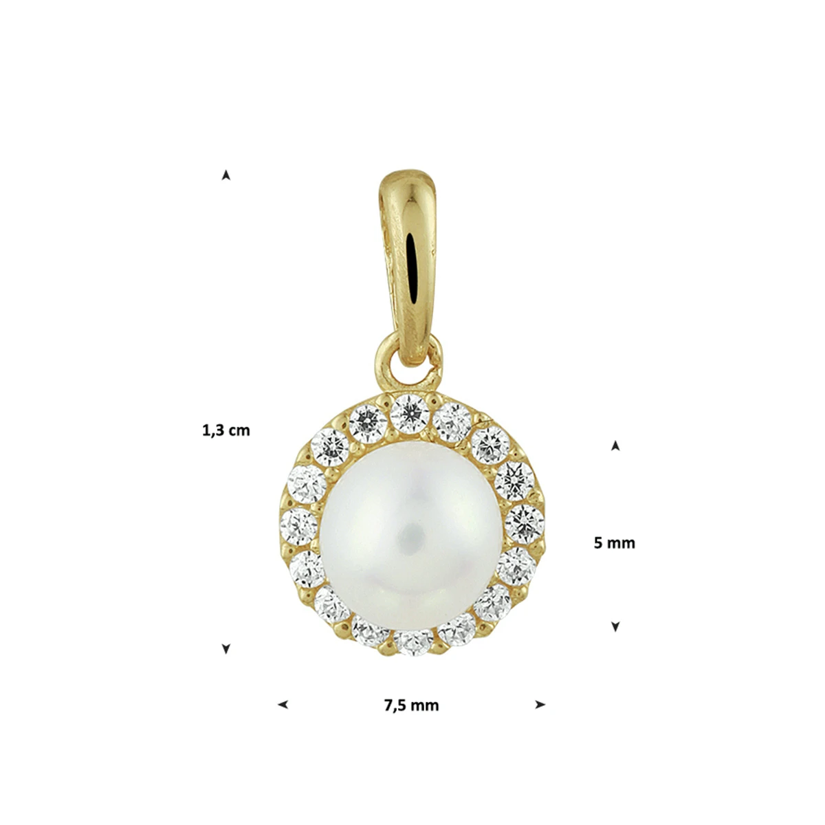 hanger parel en zirkonia 14K geelgoud
