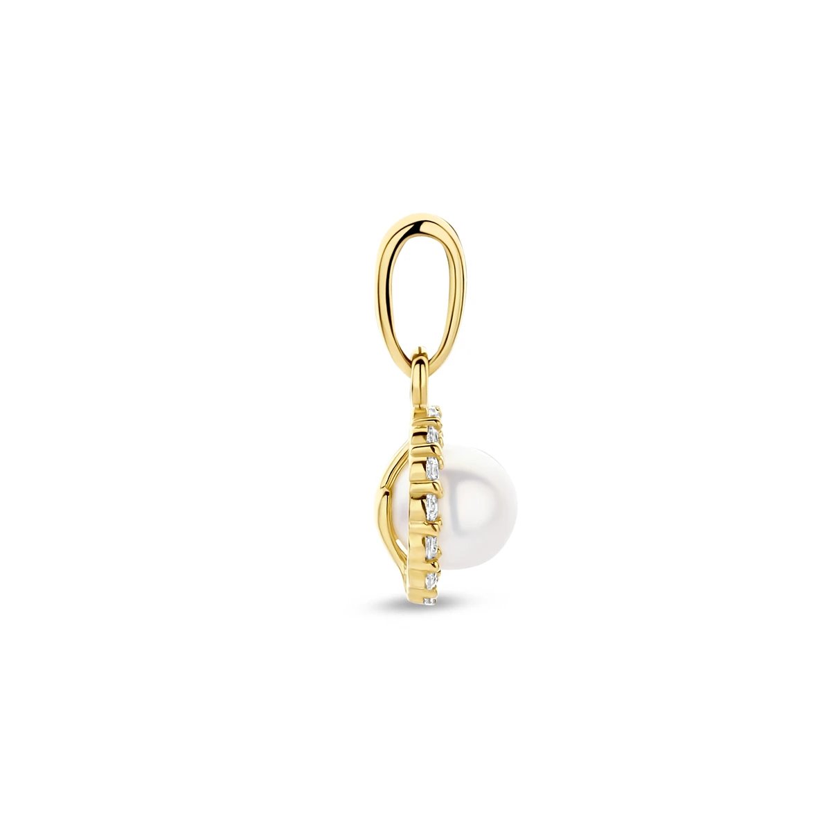 hanger parel en zirkonia 13 mm 14K geelgoud