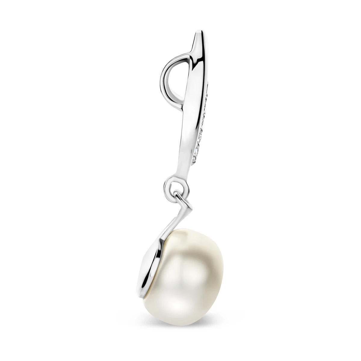 hanger parel en zirkonia 26 mm zilver gerhodineerd