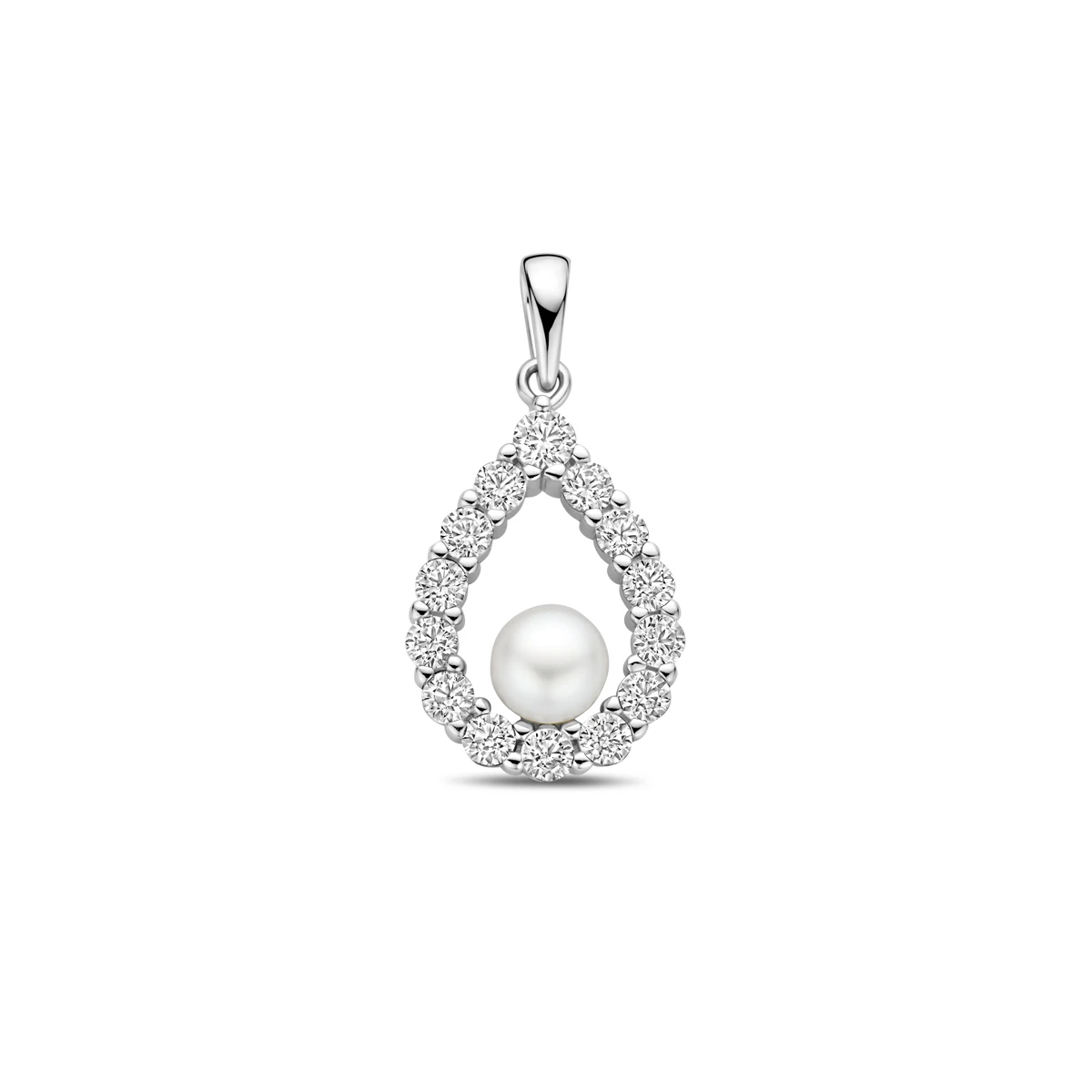 hanger parel en zirkonia 26 mm zilver gerhodineerd