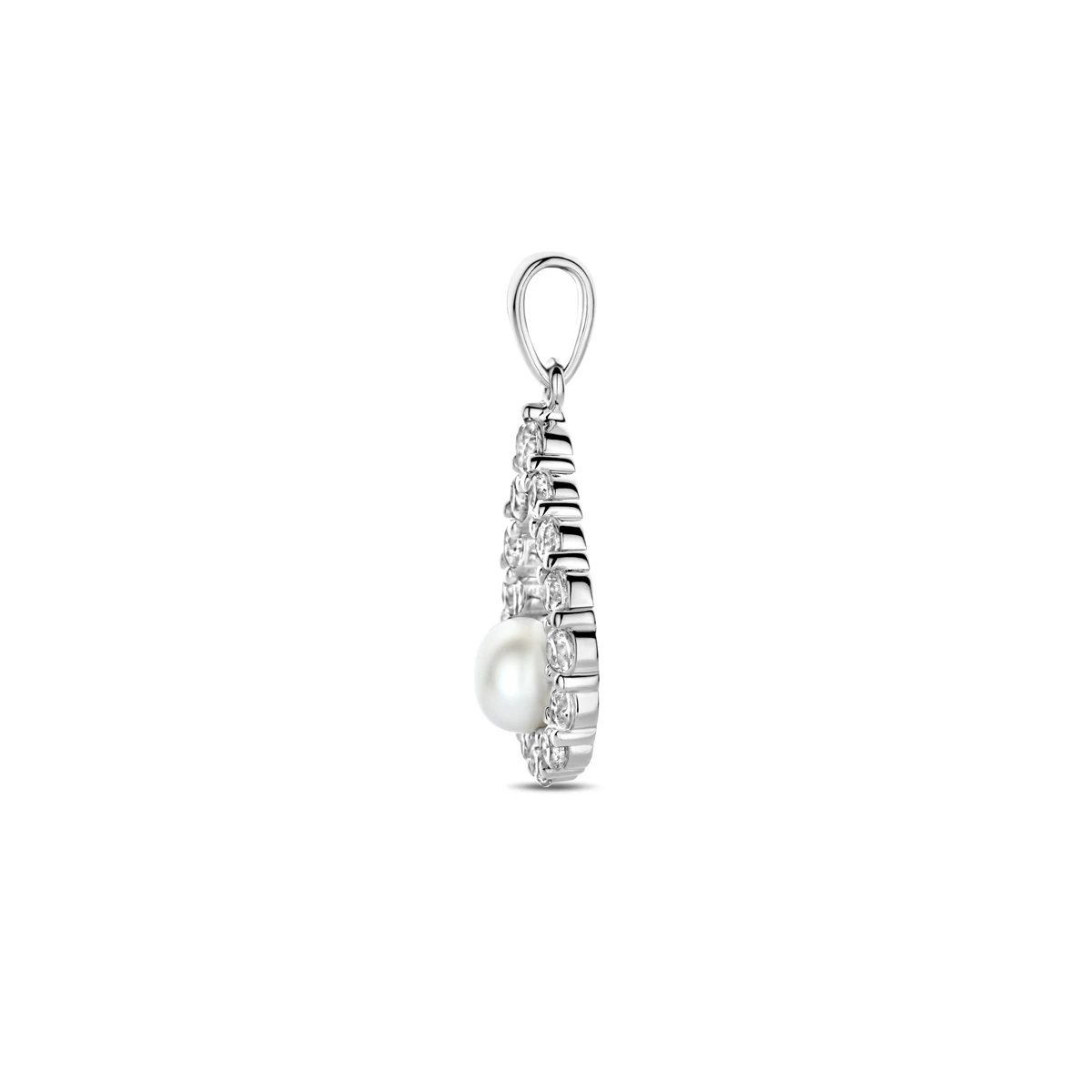 hanger parel en zirkonia 26 mm zilver gerhodineerd