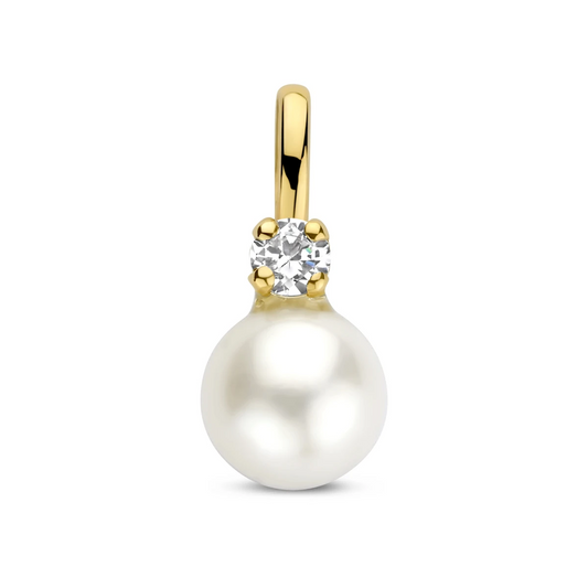 hanger parel en zirkonia 13 mm 14K geelgoud