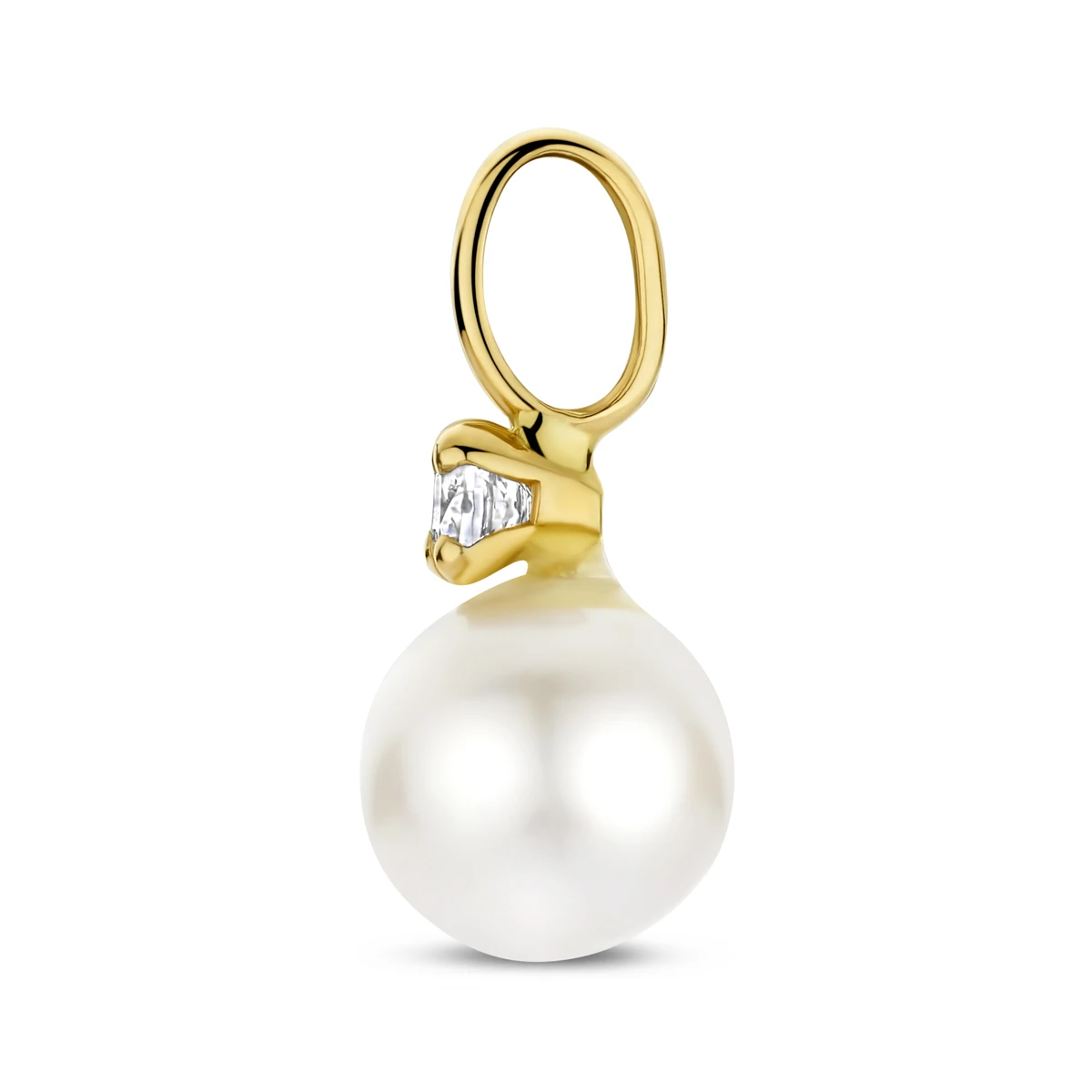 hanger parel en zirkonia 13 mm 14K geelgoud