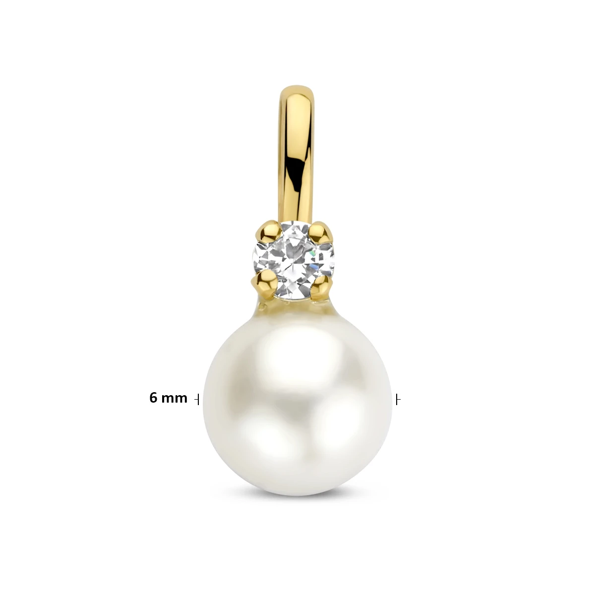 hanger parel en zirkonia 13 mm 14K geelgoud