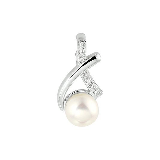 hanger parel en zirkonia zilver gerhodineerd