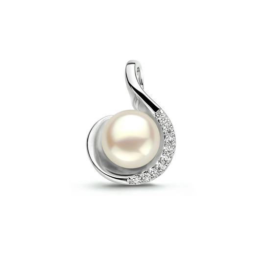 hanger parel en zirkonia zilver gerhodineerd