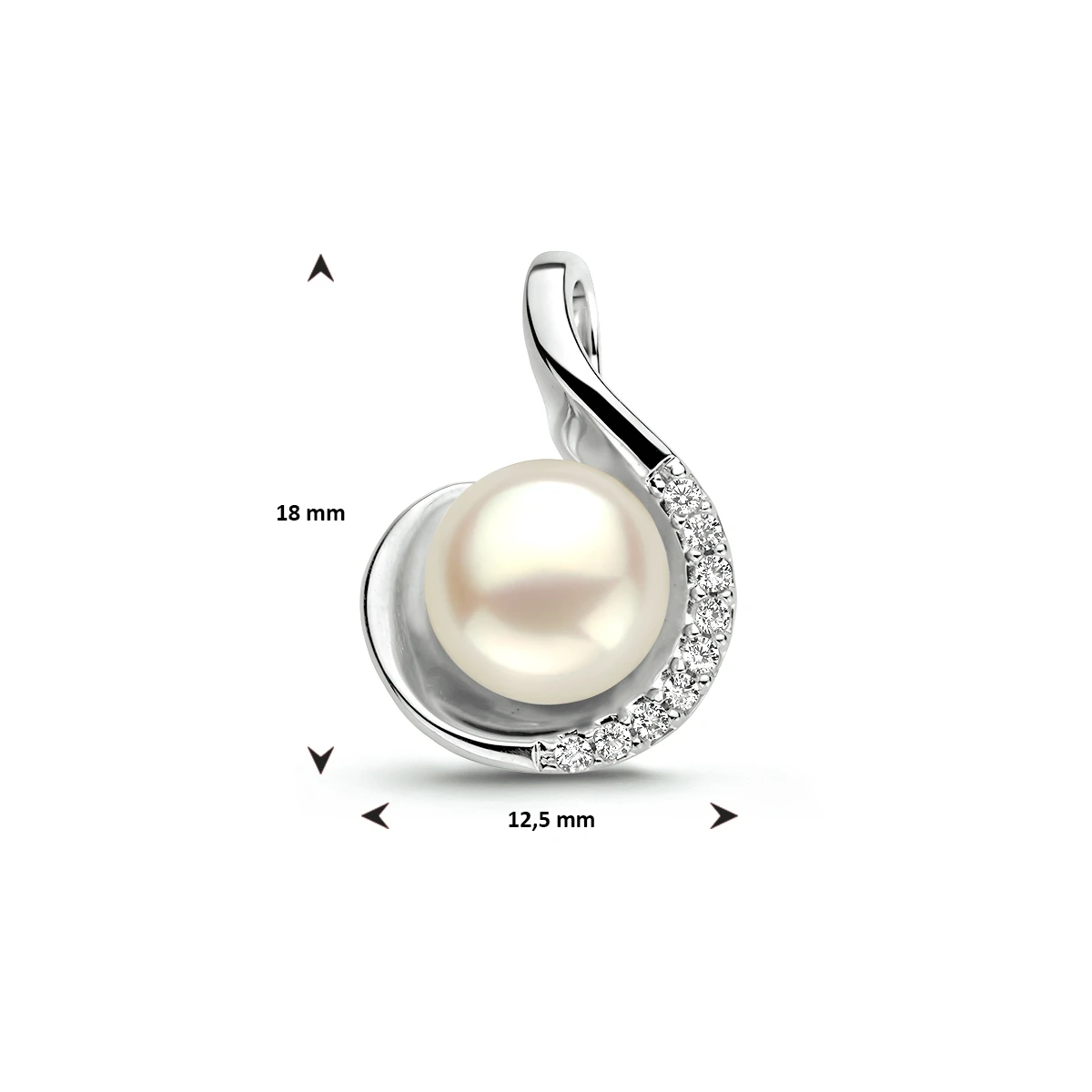 hanger parel en zirkonia zilver gerhodineerd