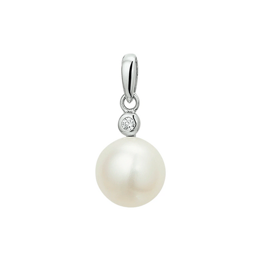 hanger parel en zirkonia zilver gerhodineerd