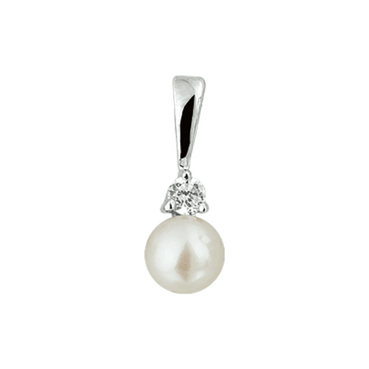 hanger parel en zirkonia zilver gerhodineerd