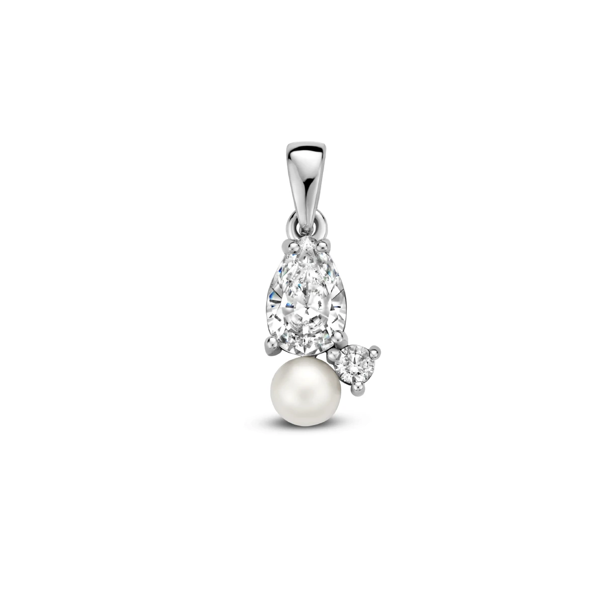 hanger parel en zirkonia zilver gerhodineerd