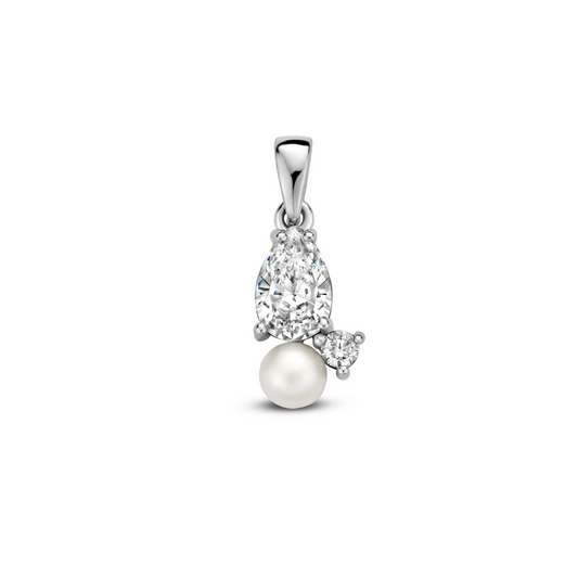 hanger parel en zirkonia zilver gerhodineerd