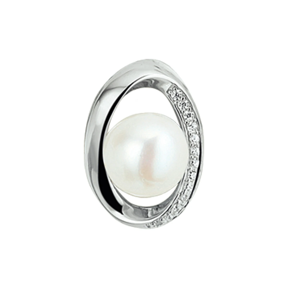 hanger parel en zirkonia zilver gerhodineerd