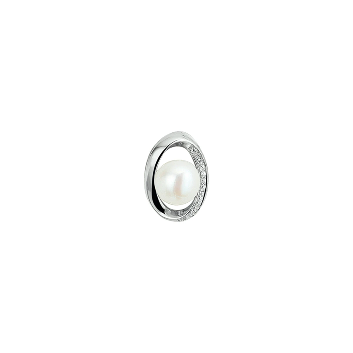 hanger parel en zirkonia zilver gerhodineerd