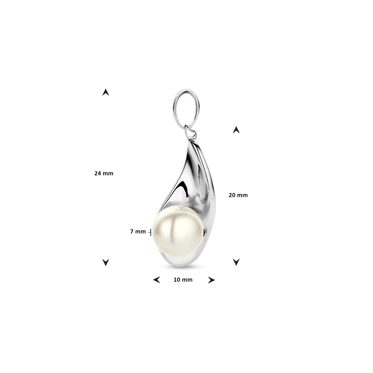 hanger parel zilver gerhodineerd