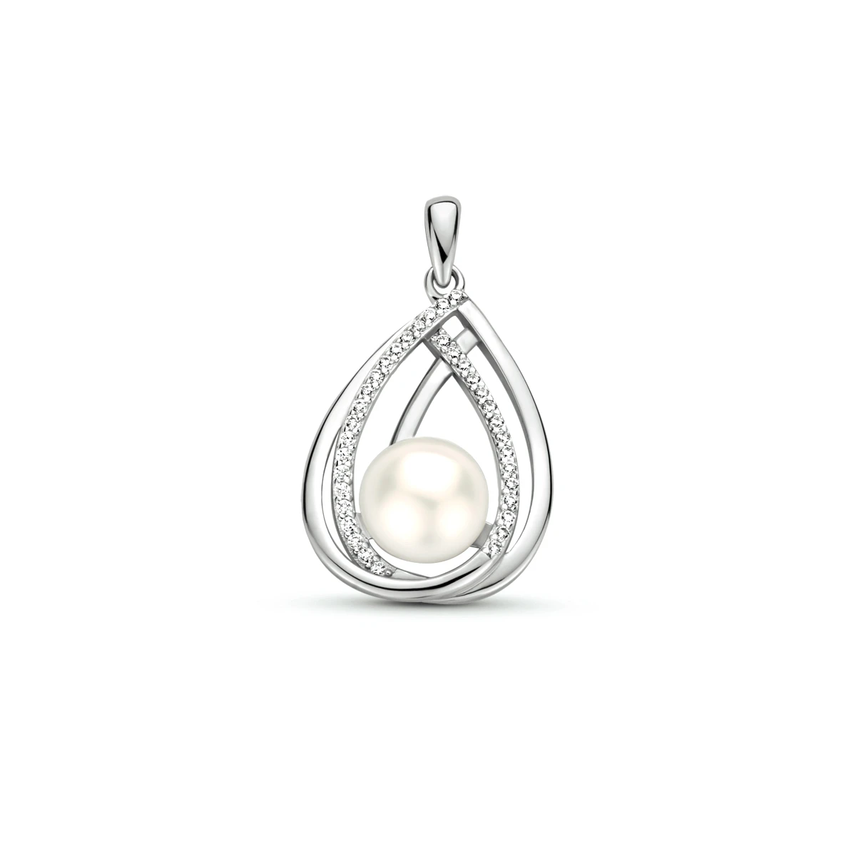 hanger parel zirkonia zilver gerhodineerd