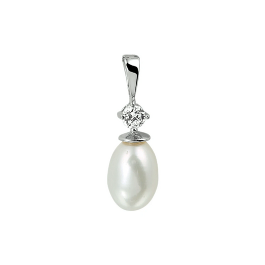 hanger parel zirkonia zilver gerhodineerd