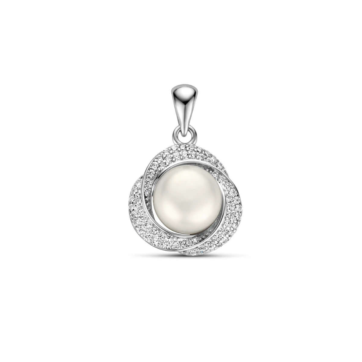 hanger parel zirkonia zilver gerhodineerd