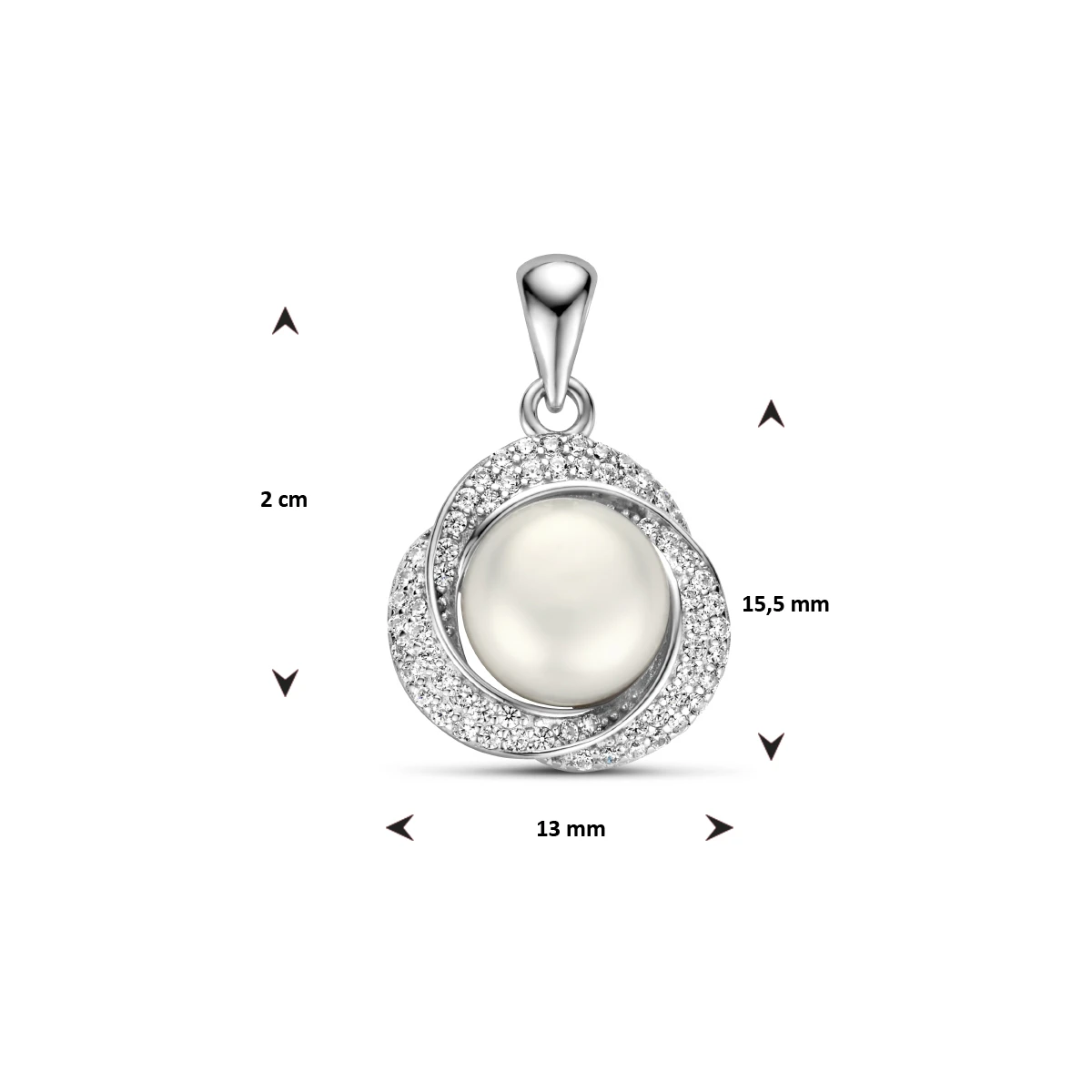 hanger parel zirkonia zilver gerhodineerd