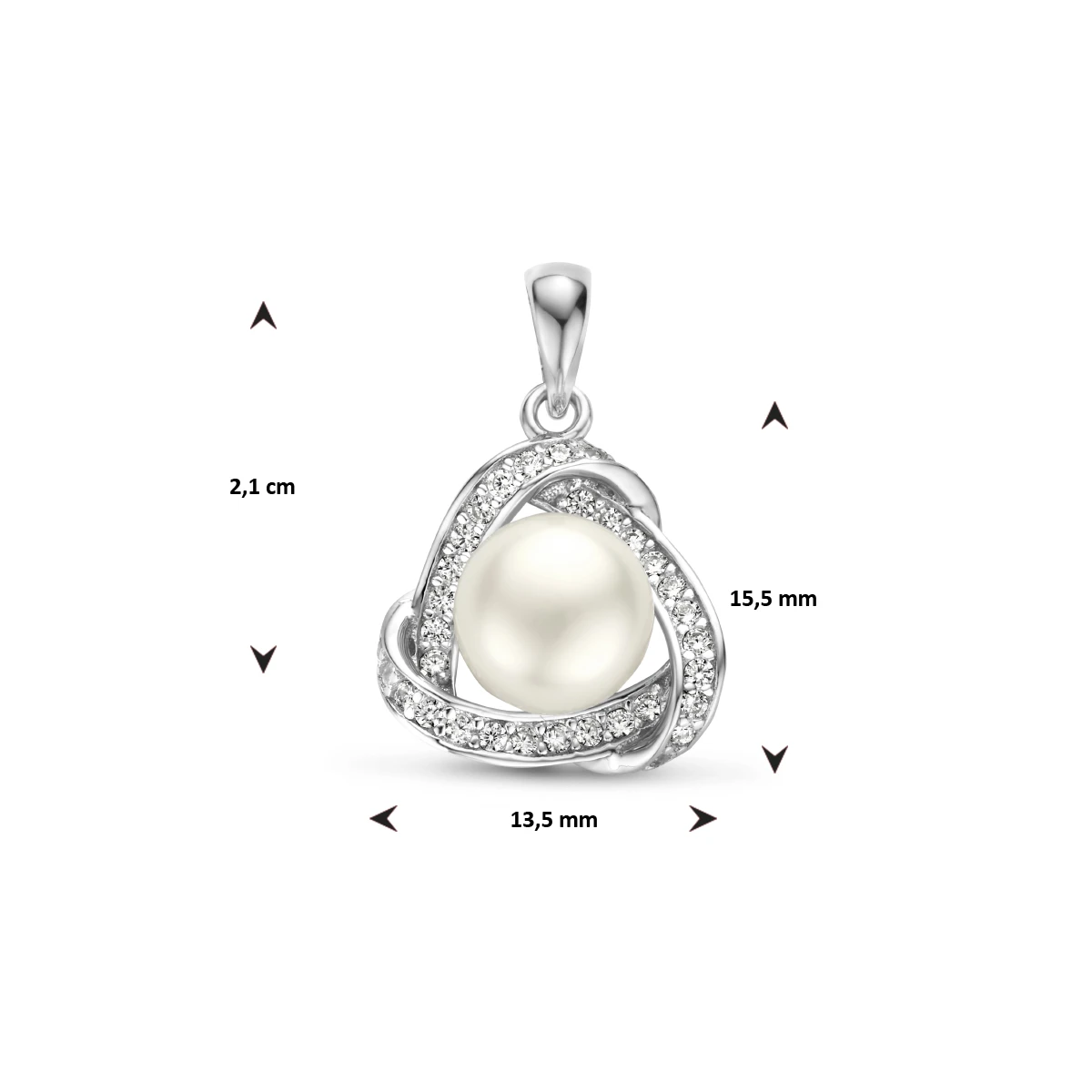 hanger parel zirkonia zilver gerhodineerd