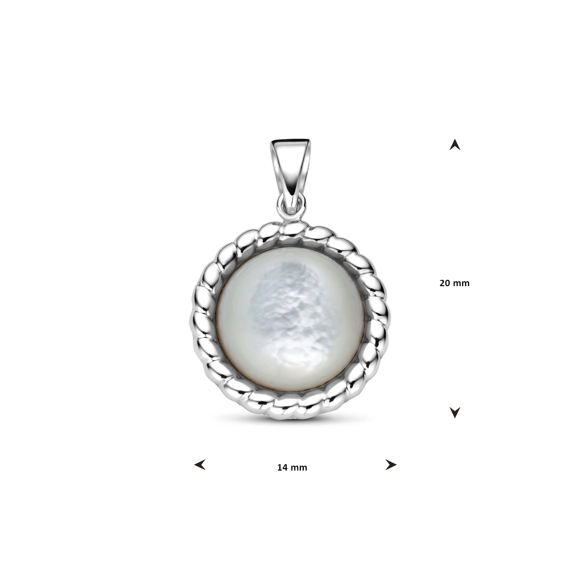 hanger parelmoer zilver gerhodineerd