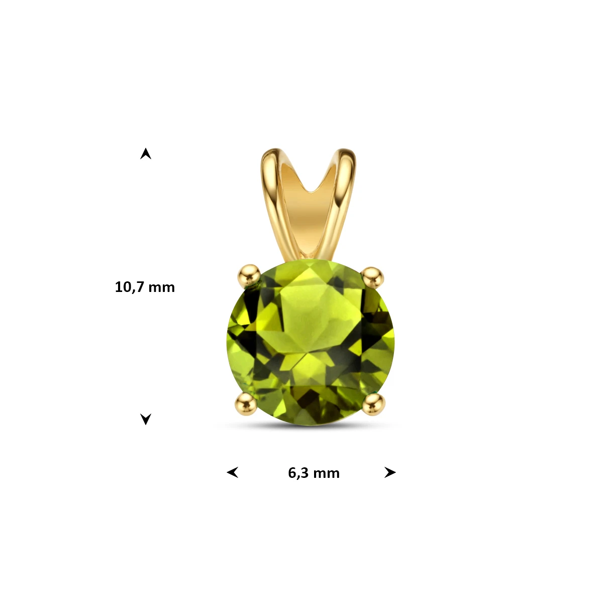 hanger peridot 14K geelgoud