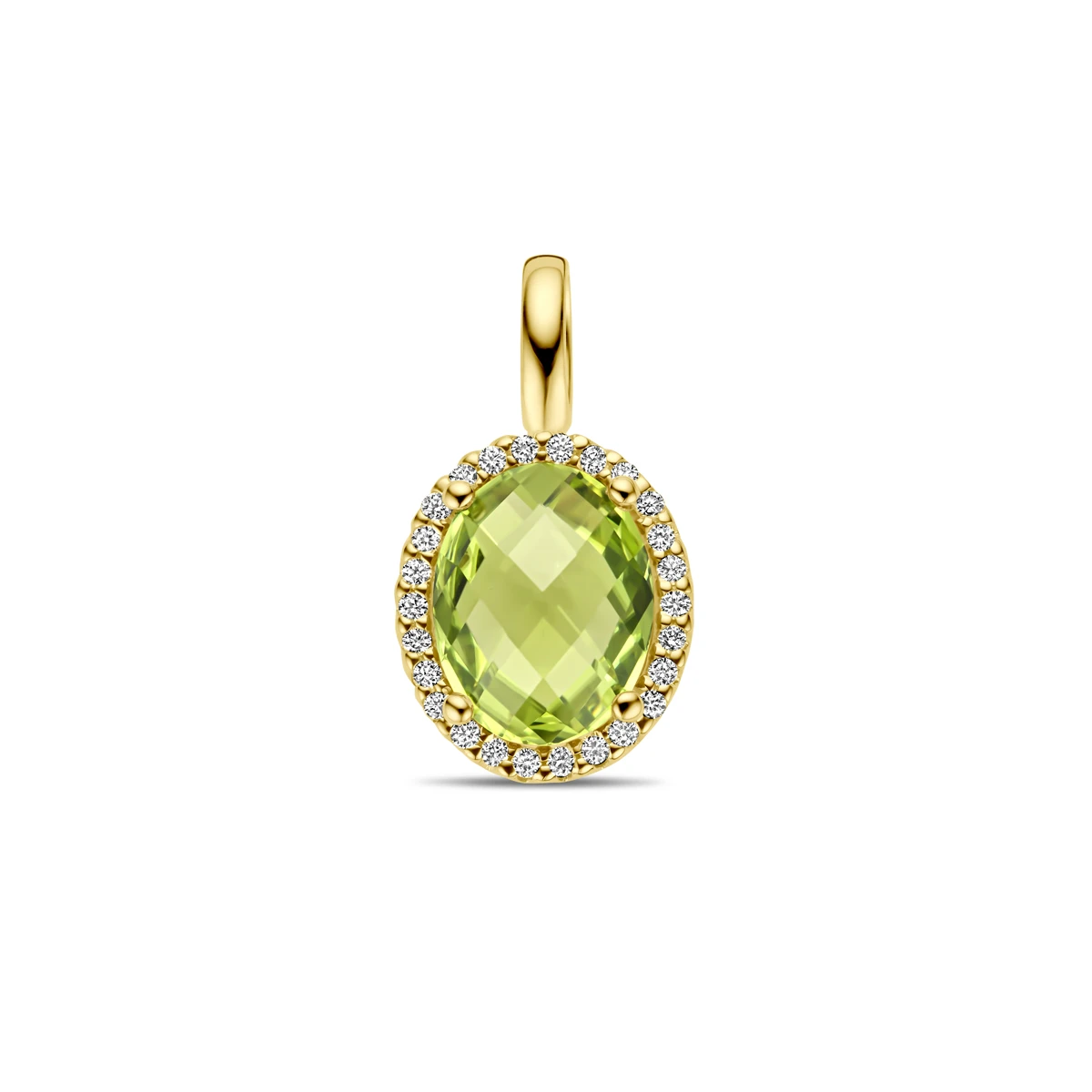hanger peridot en diamant 0.09ct h si 14K geelgoud