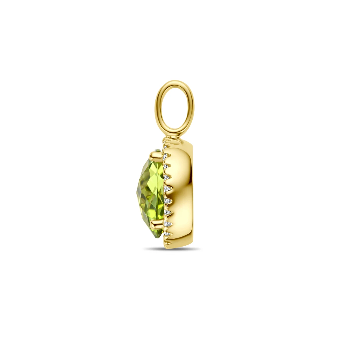 hanger peridot en diamant 0.09ct h si 14K geelgoud