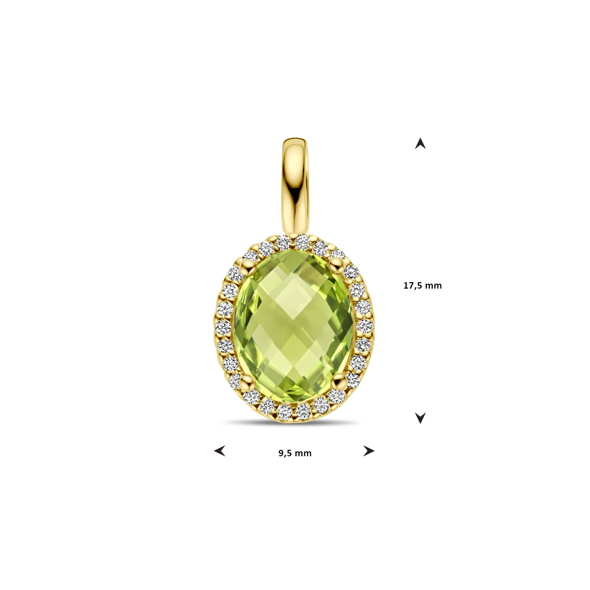 hanger peridot en diamant 0.09ct h si 14K geelgoud