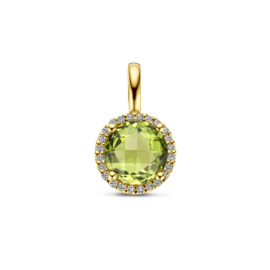 hanger peridot en diamant 0.09ct h si 17 mm 14K geelgoud
