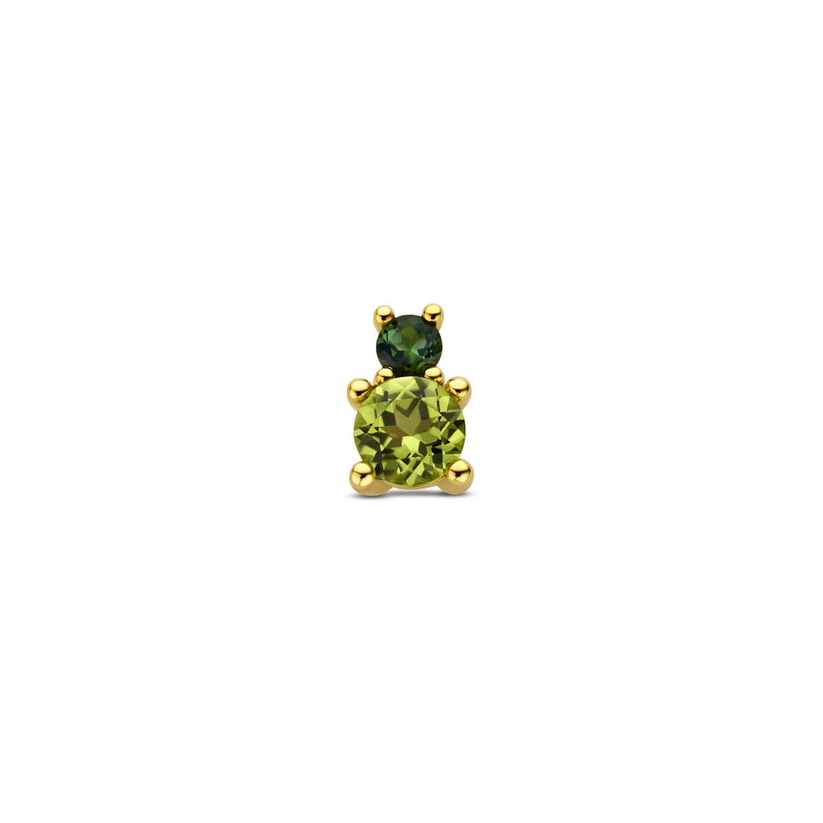 hanger peridot en groen toermalijn 8,5 mm 14K geelgoud