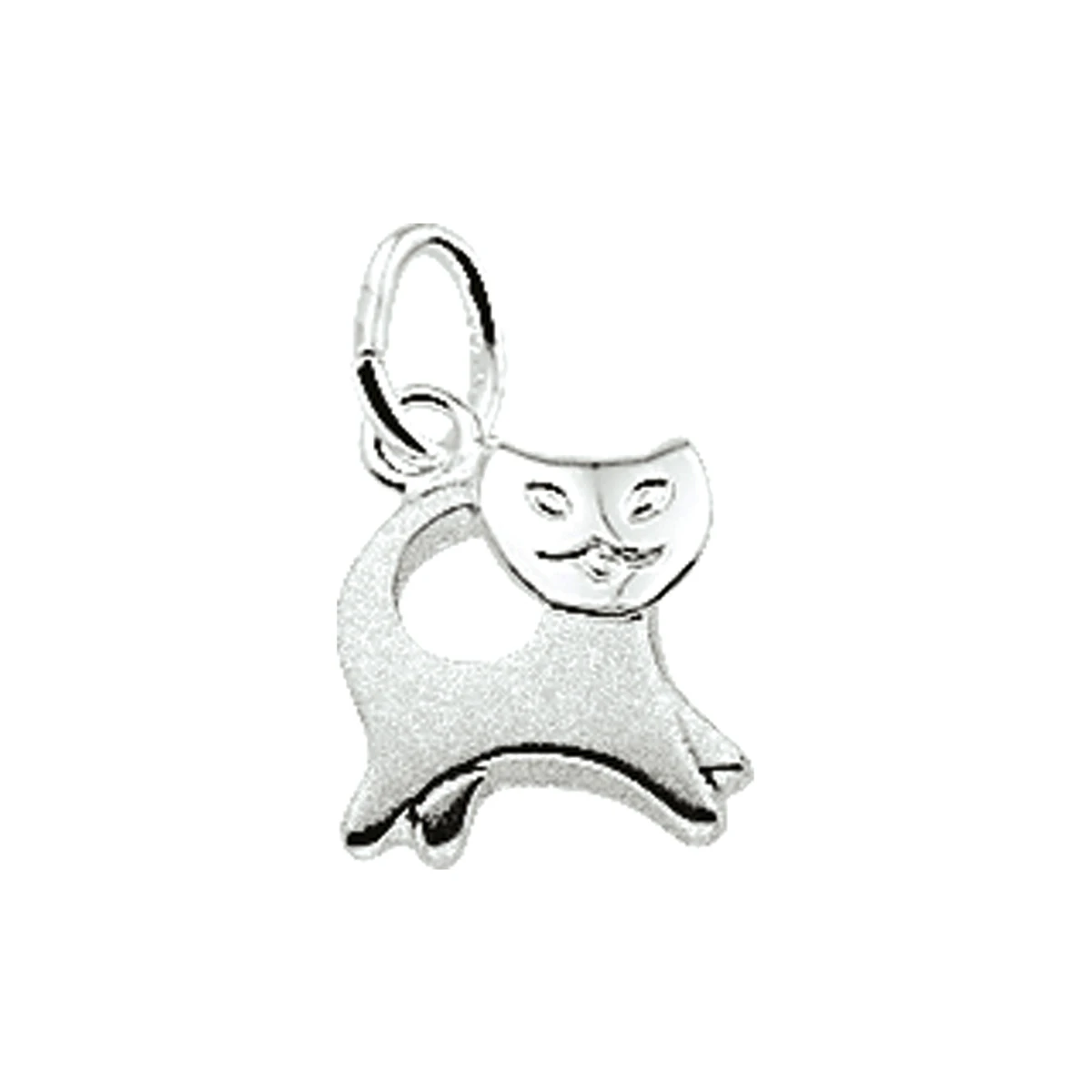 hanger poes poli/mat zilver wit