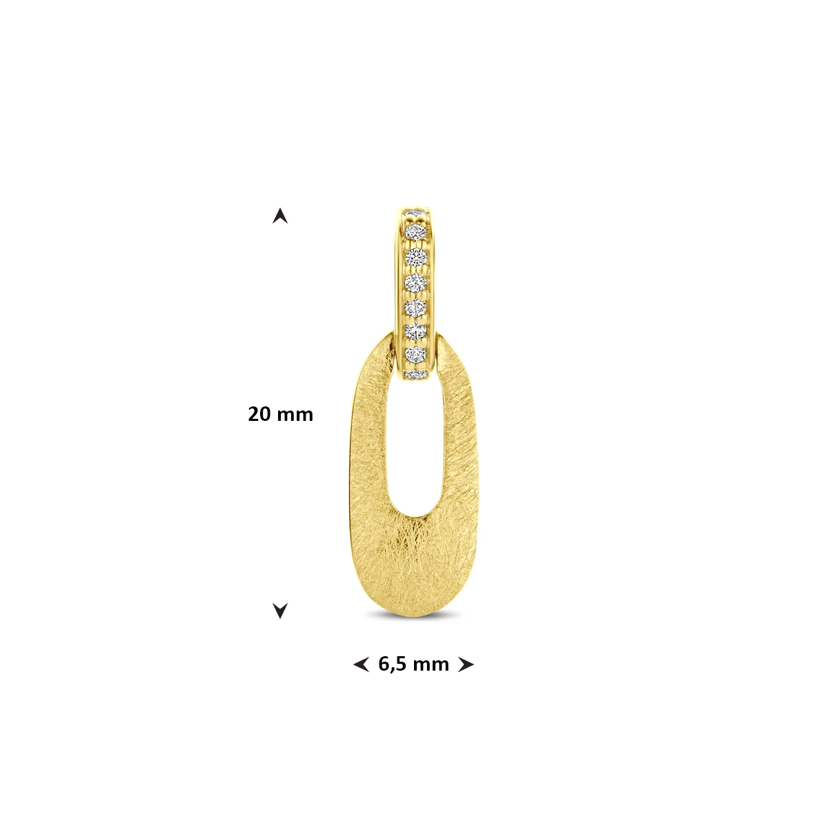 hanger poli/mat diamant 0.03ct h si 20 mm 14K geelgoud