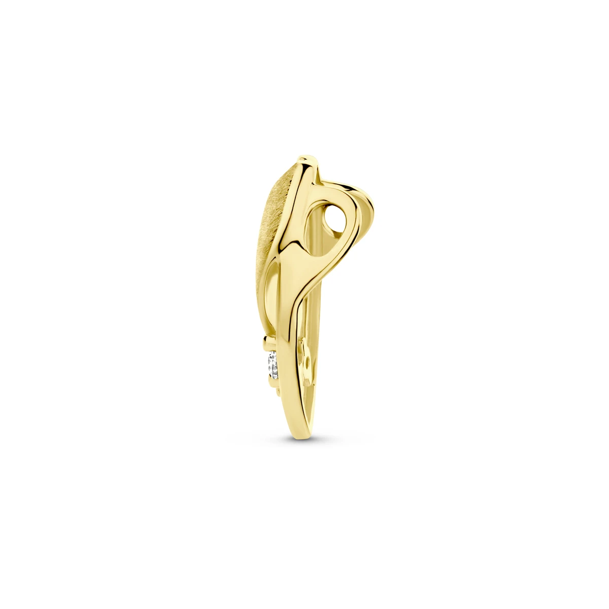 hanger poli/mat diamant 0.04ct h si 14K geelgoud