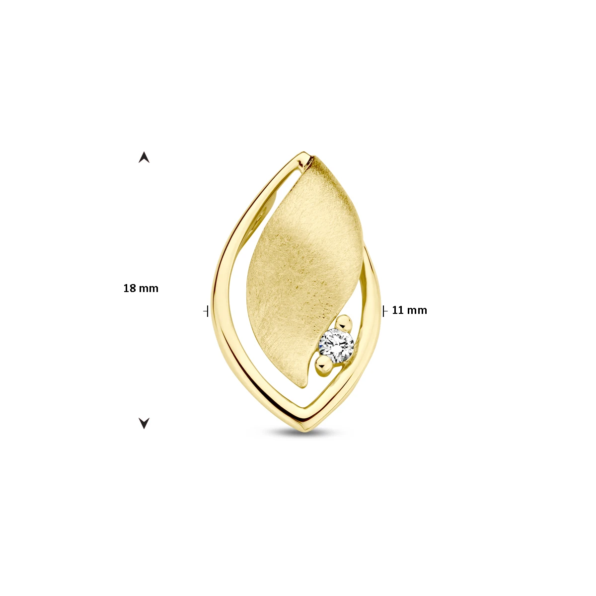 hanger poli/mat diamant 0.04ct h si 14K geelgoud
