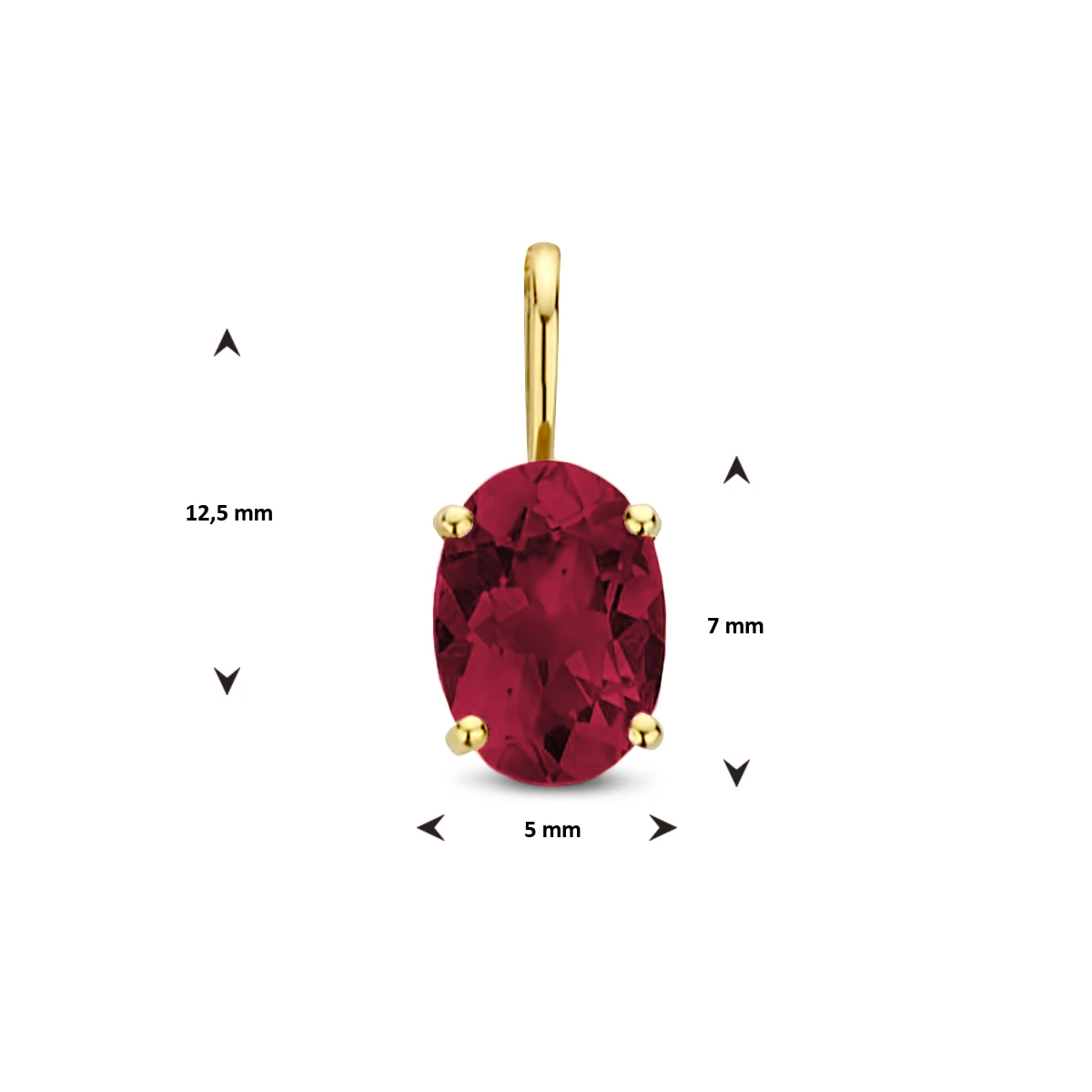 hanger rhodoliet 14K geelgoud