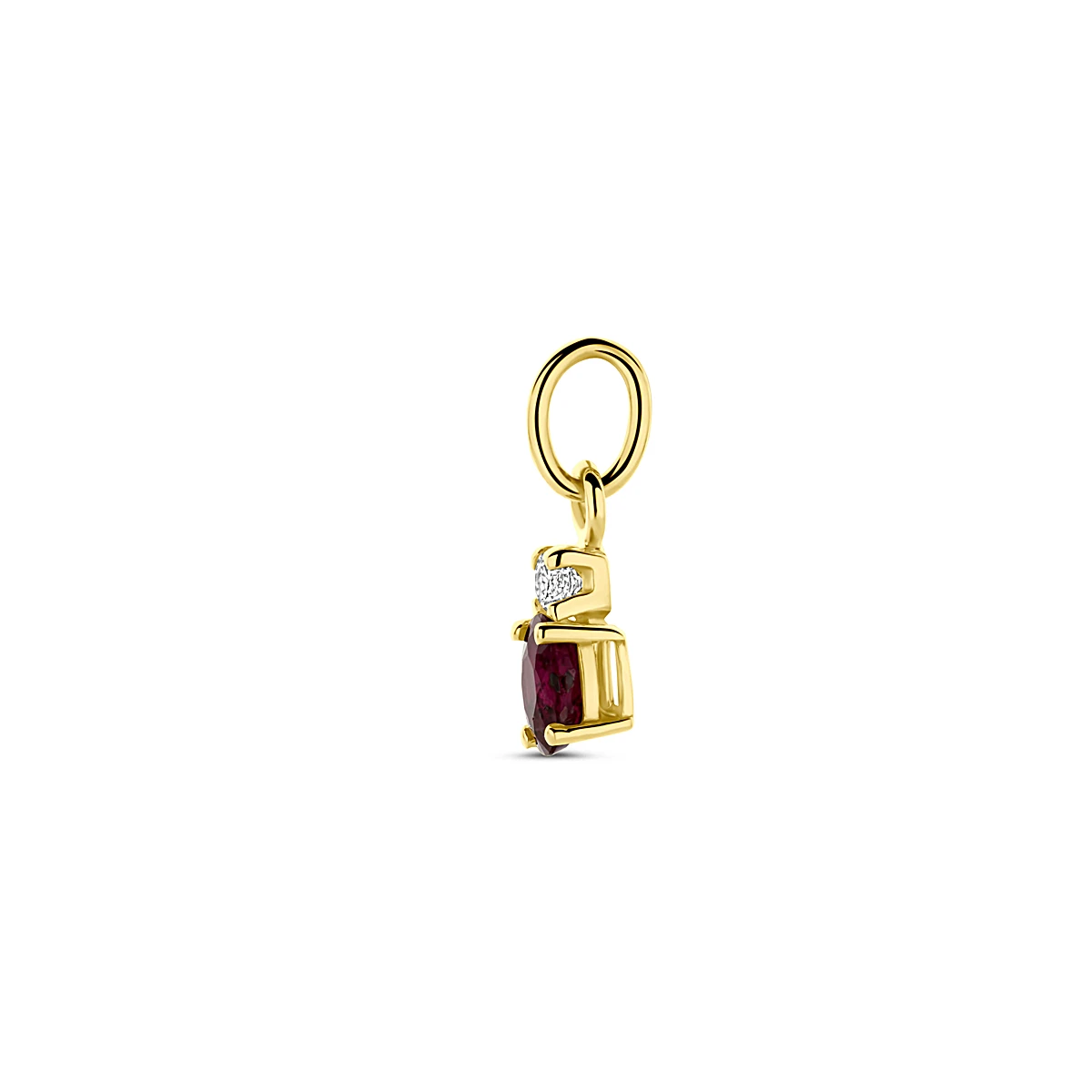 hanger robijn en zirkonia 12 mm 14K geelgoud
