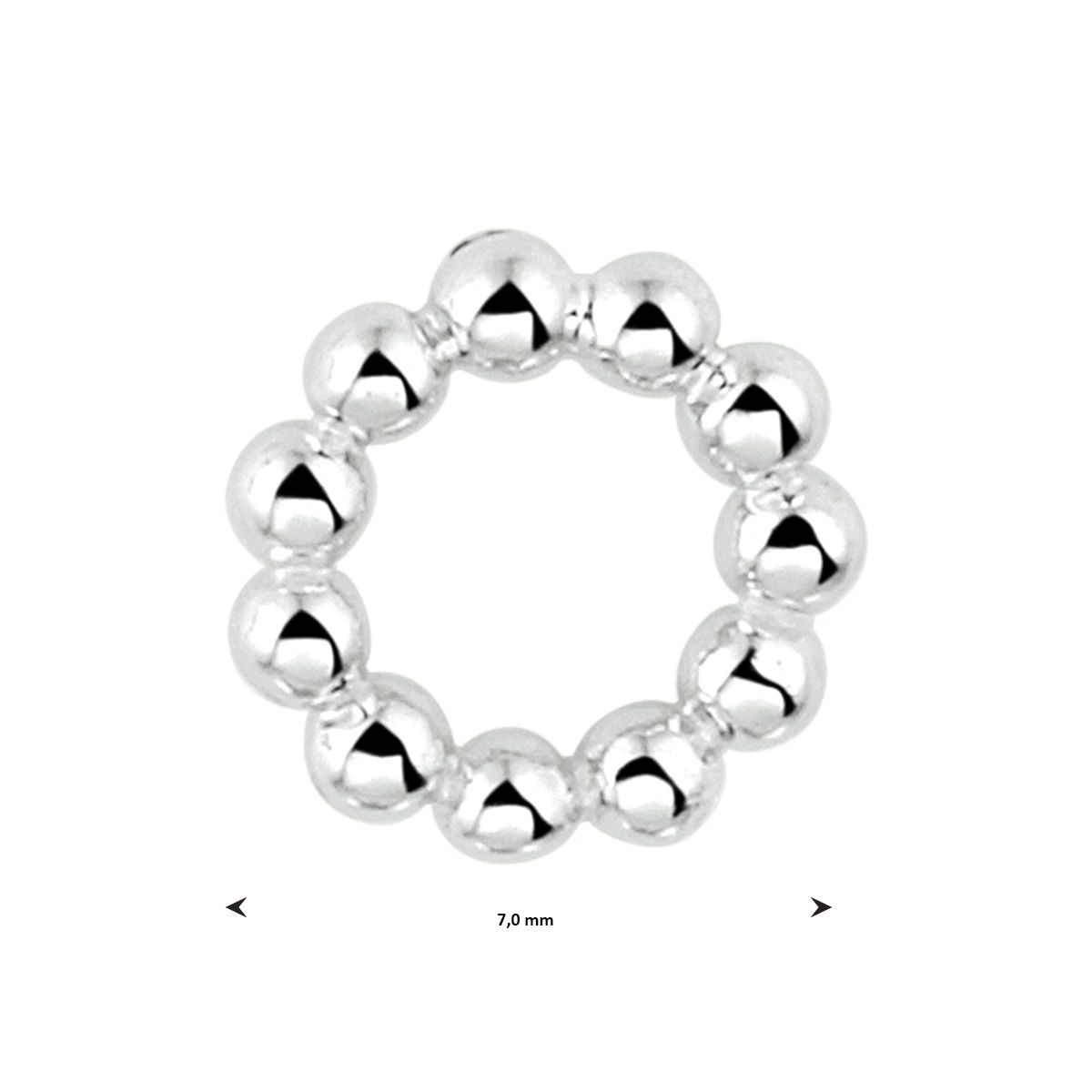 hanger rond bolletjes zilver gerhodineerd