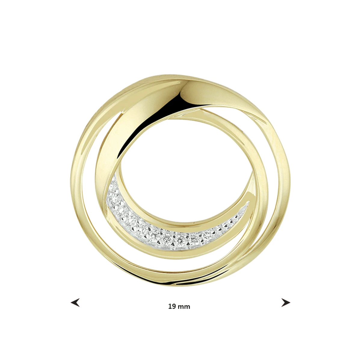 hanger rond diamant 0.06ct h si bicolor gestift 14K geelgoud