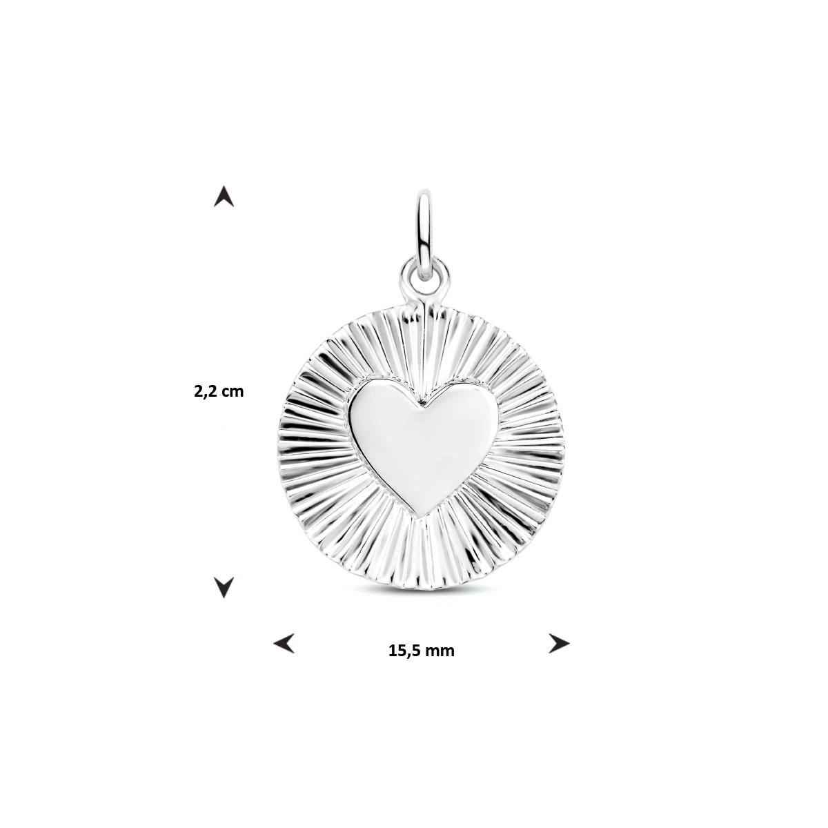 hanger rond hart zilver gerhodineerd