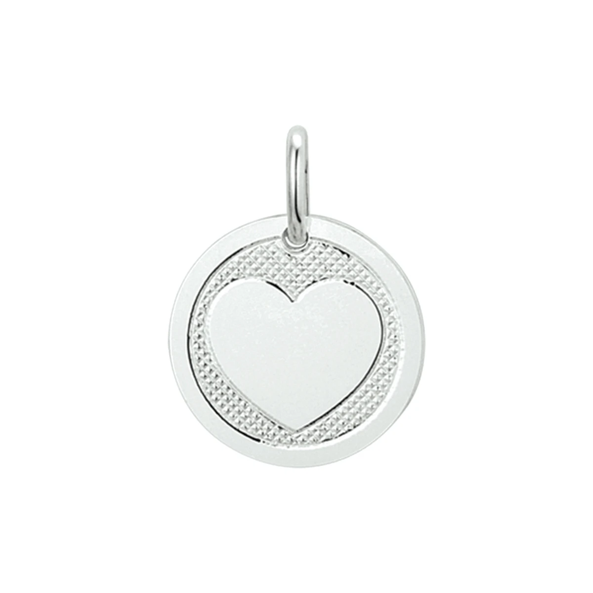 hanger rond met hart poli/mat zilver wit