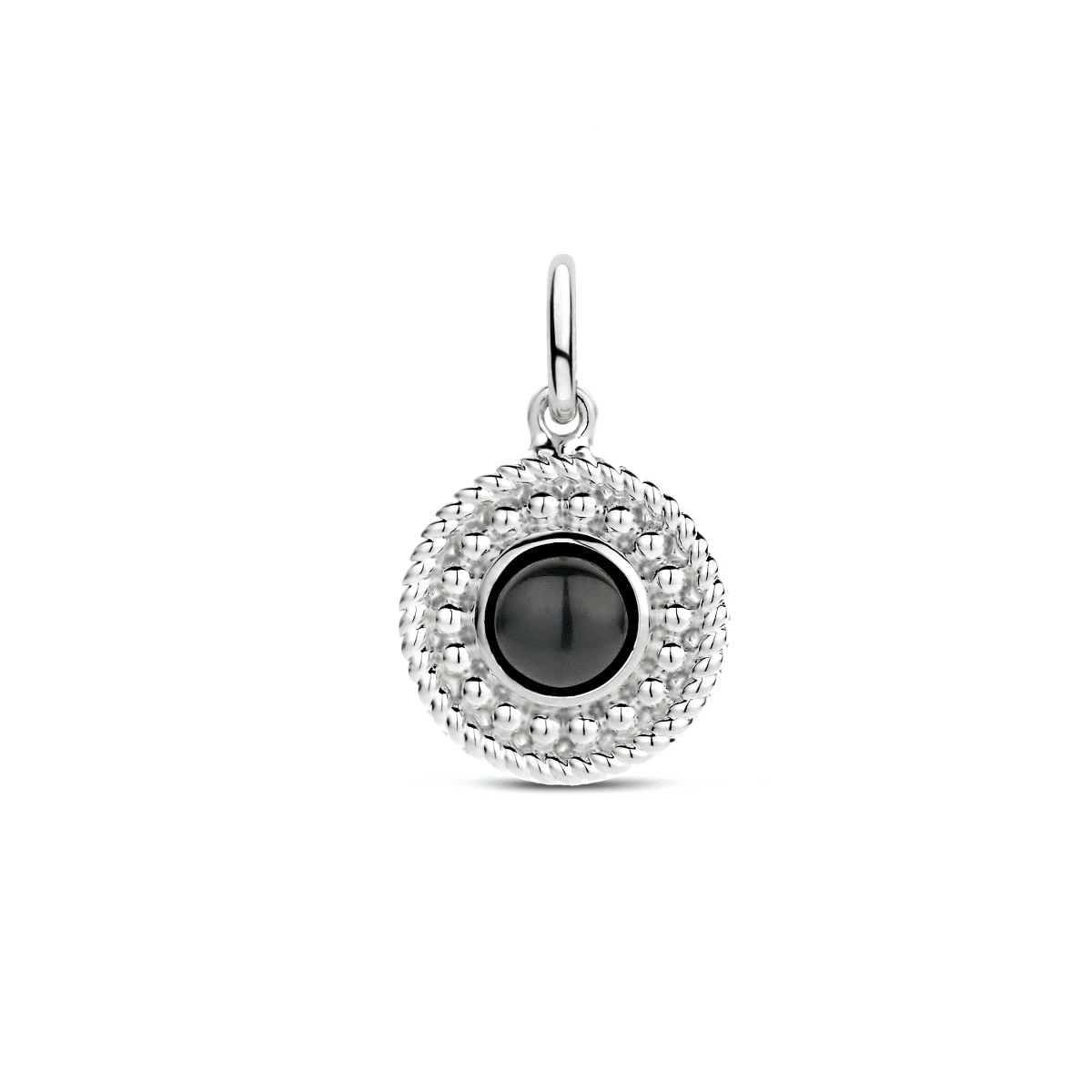 hanger rond onyx zilver gerhodineerd